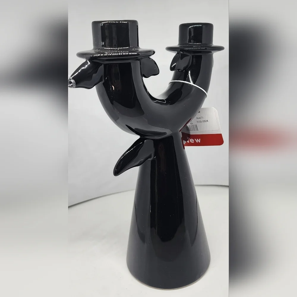Doi Bat Wings Double Candlestick Holder Black 9 In‎
